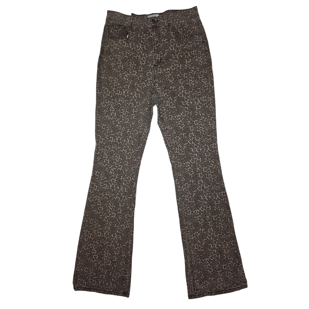 Love Fire Brown Leopard-Print High-Rise Bootcut Stretch Jeans 9 NWT 28x32.5